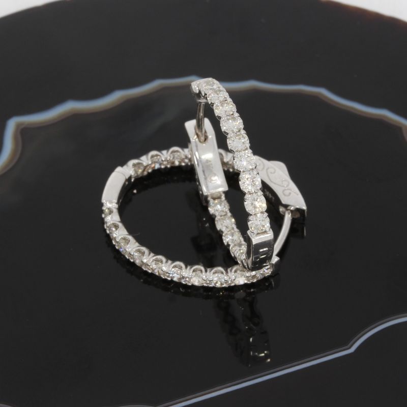 Wert 4550 € Brillant Creolen (1,40 carat) in 585er 14 K Weißgold - H159