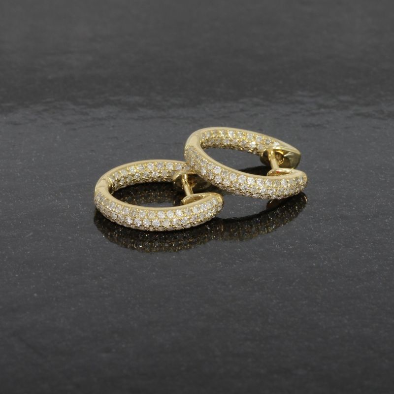 Wert 1990 € Brillant Creolen Ohrringe (0,60 carat) in 750er 18 Karat Gelbgold - H205