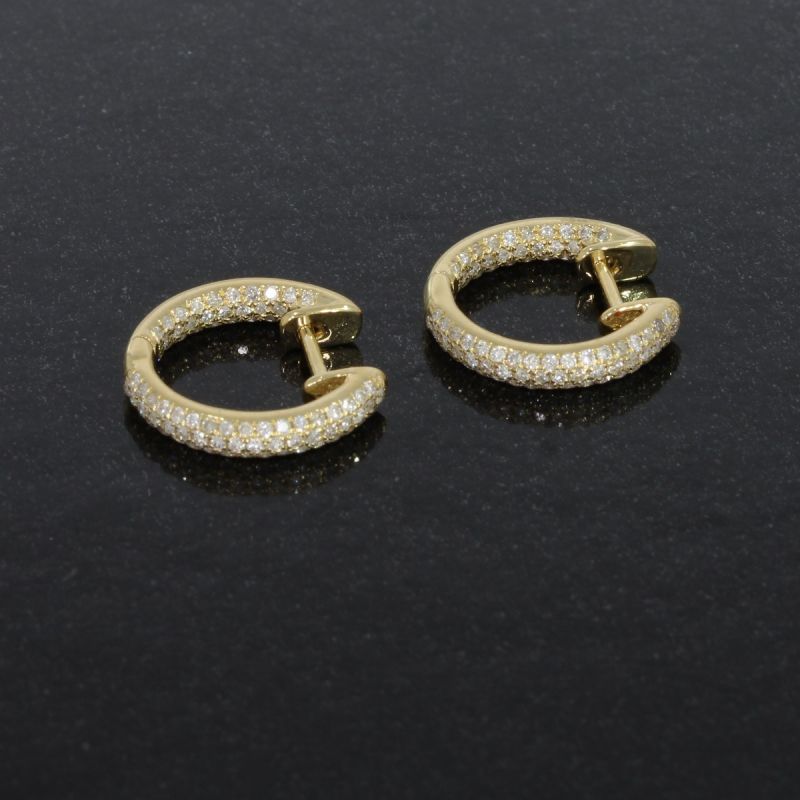Wert 1990 € Brillant Creolen Ohrringe (0,60 carat) in 750er 18 Karat Gelbgold - H205