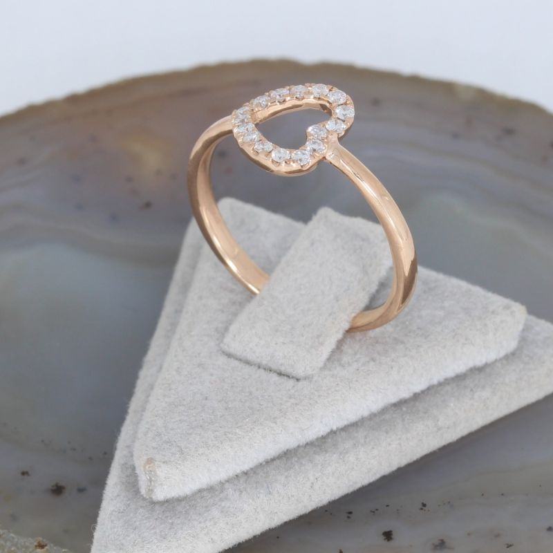 Wert 1050 € Brillant Ring Herz (0,20 carat) in 750er 18 K Rosegold - H31