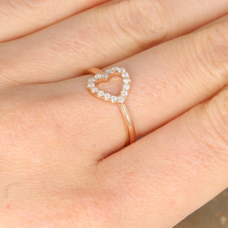 Wert 1050 € Brillant Ring Herz (0,20 carat) in 750er 18 K Rosegold - H31