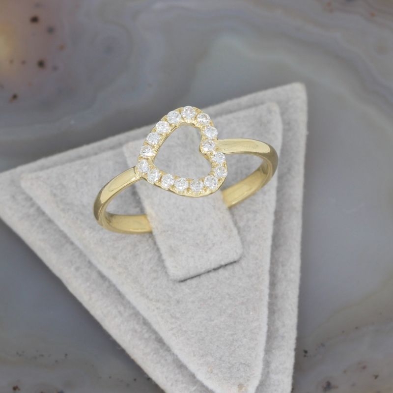 Wert 1050 € Brillant Ring Herz (0,20 carat) in 750er 18 K Gelbgold - H30