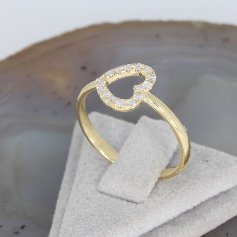 Wert 1050 € Brillant Ring Herz (0,20 carat) in 750er 18 K Gelbgold - H30