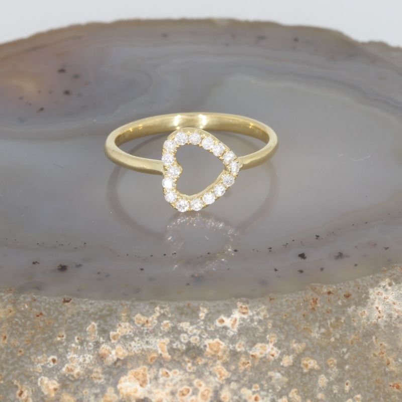 Wert 1050 € Brillant Ring Herz (0,20 carat) in 750er 18 K Gelbgold - H30