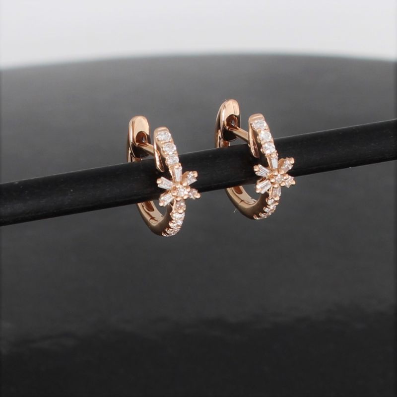 Wert 1390 € Brillant Diamant Creolen in 750er 18 K Rosegold - H32