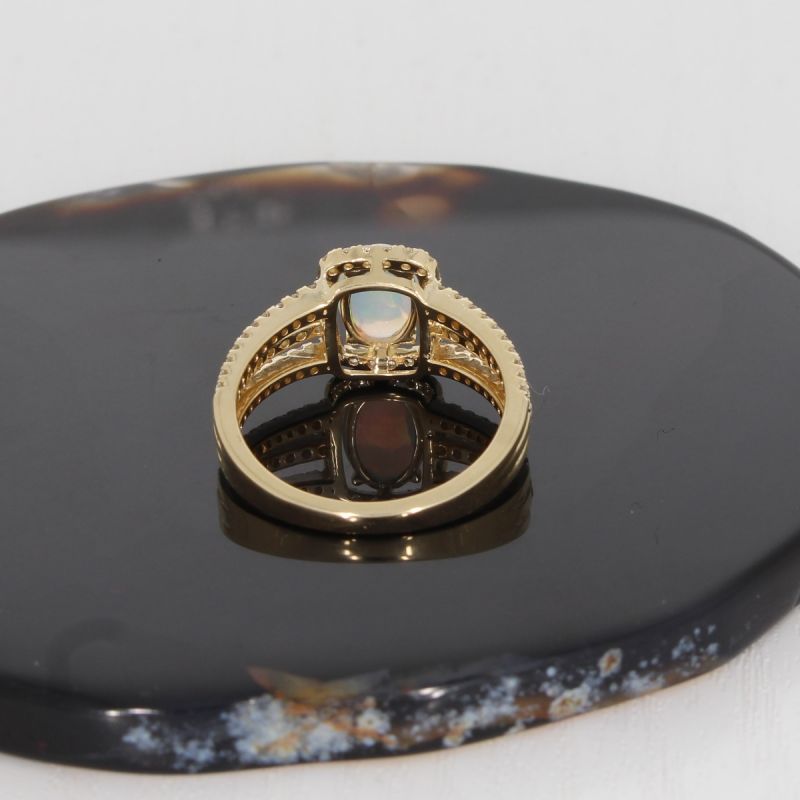 Wert 2750 € Brillant Opal Ring in 585er 14 K Gelbgold - H100