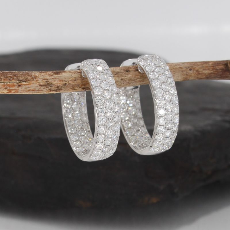 Wert 10390 € Brillant Creolen (3,00 carat) in 585er 14 K Weißgold - H91