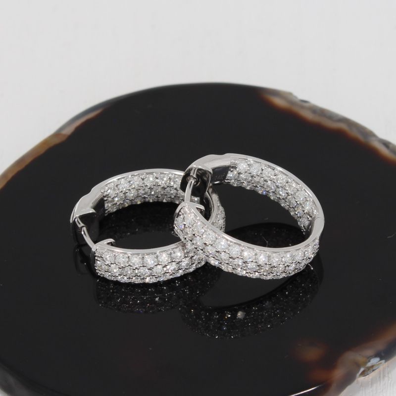 Wert 10390 € Brillant Creolen (3,00 carat) in 585er 14 K Weißgold - H91