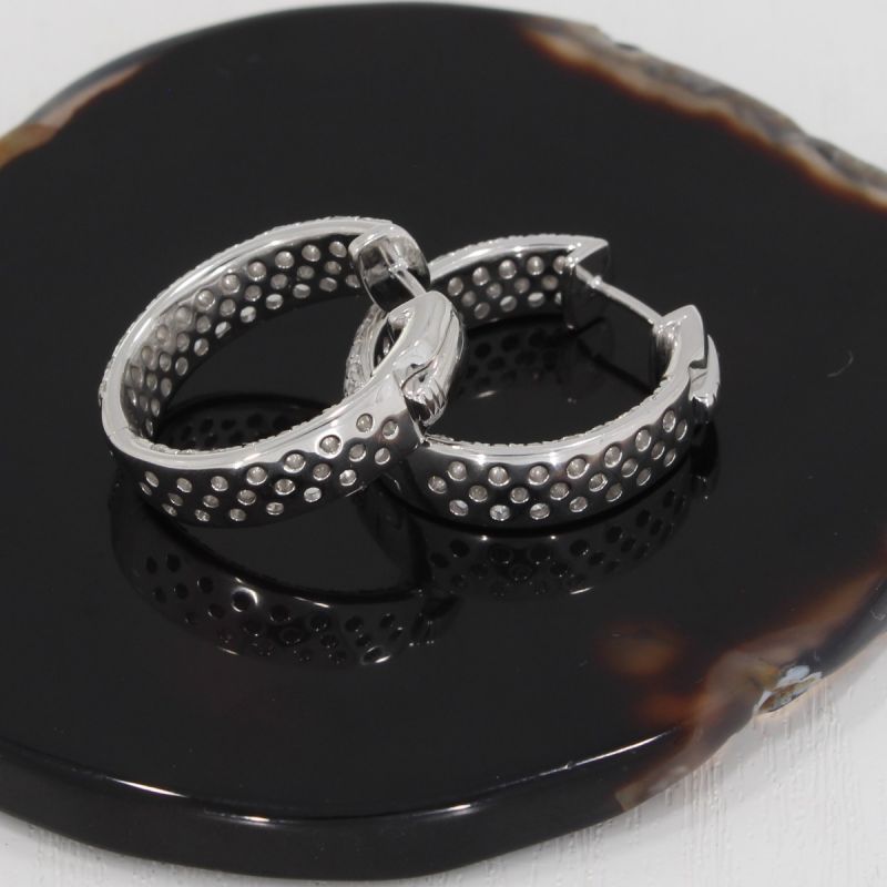 Wert 10390 € Brillant Creolen (3,00 carat) in 585er 14 K Weißgold - H91