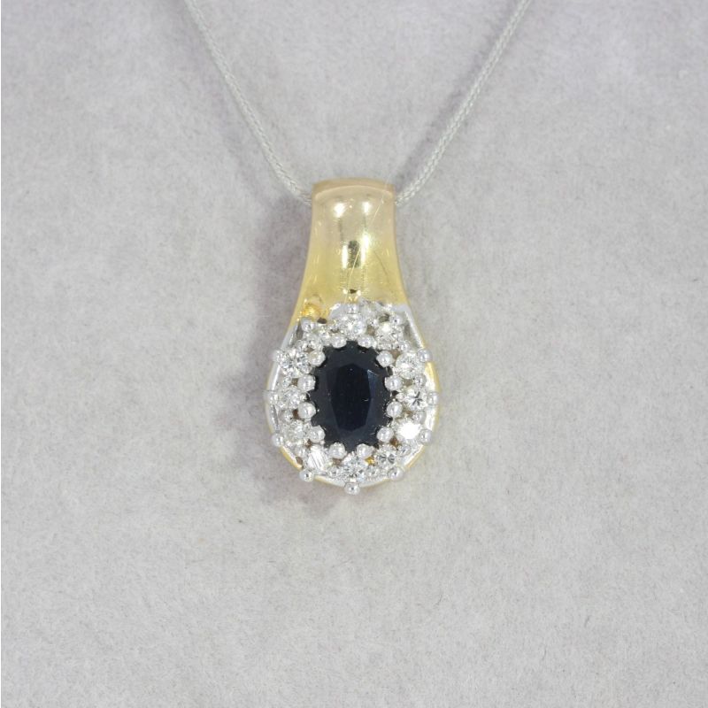 Wert 1390 € Bicolor Brillant Saphir Anhänger in 585er 14 K Gold - K81518