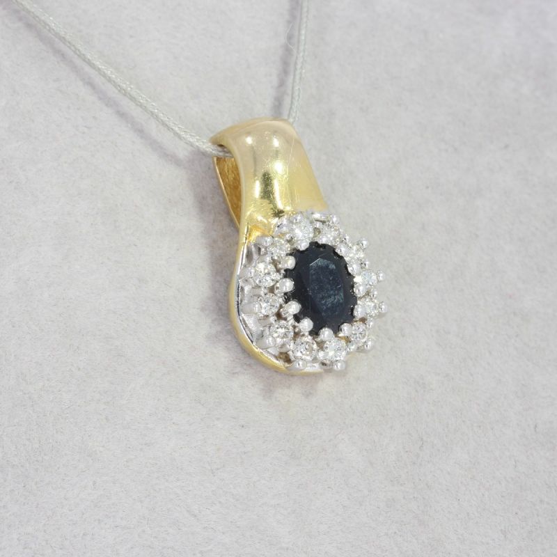 Wert 1390 € Bicolor Brillant Saphir Anhänger in 585er 14 K Gold - K81518