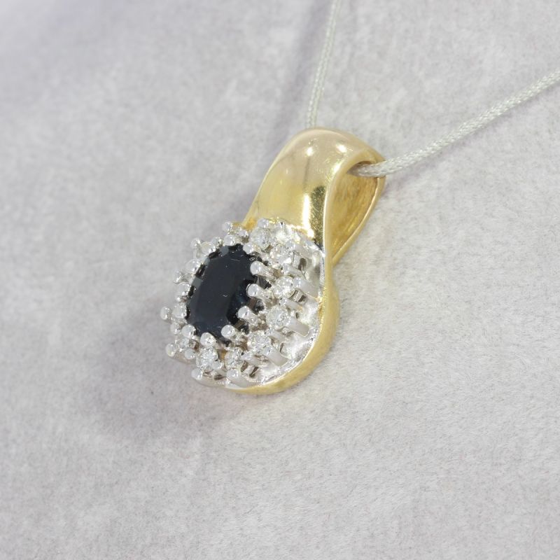 Wert 1390 € Bicolor Brillant Saphir Anhänger in 585er 14 K Gold - K81518