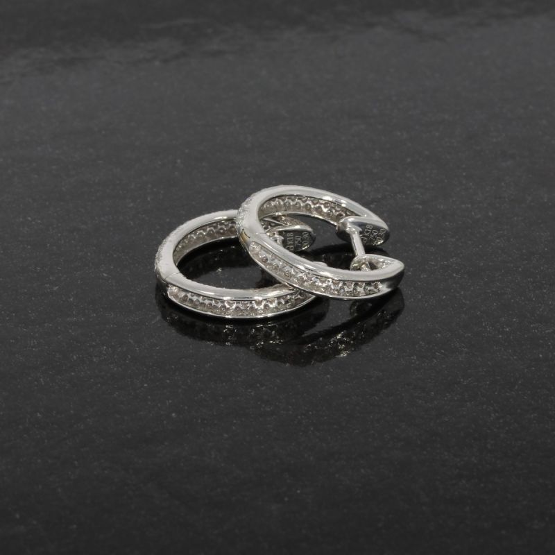 Wert 1990 € Brillant Creolen Ohrringe (0,60 carat) in 750er 18 Karat Weißgold - H207