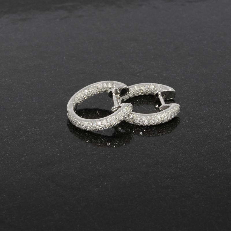 Wert 1990 € Brillant Creolen Ohrringe (0,60 carat) in 750er 18 Karat Weißgold - H207