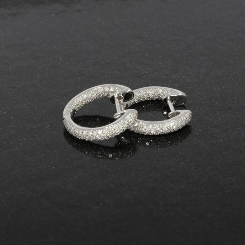 Wert 1990 € Brillant Creolen Ohrringe (0,60 carat) in 750er 18 Karat Weißgold - H207