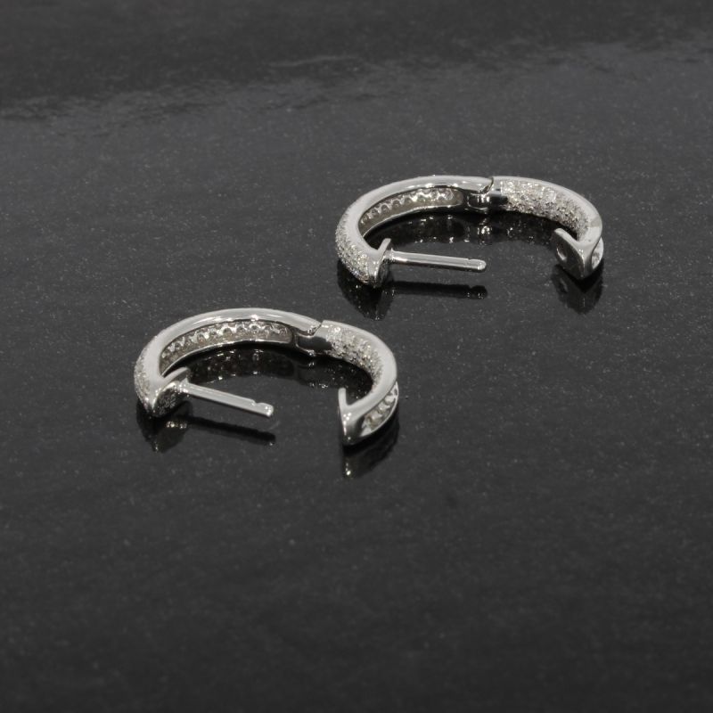 Wert 1990 € Brillant Creolen Ohrringe (0,60 carat) in 750er 18 Karat Weißgold - H207