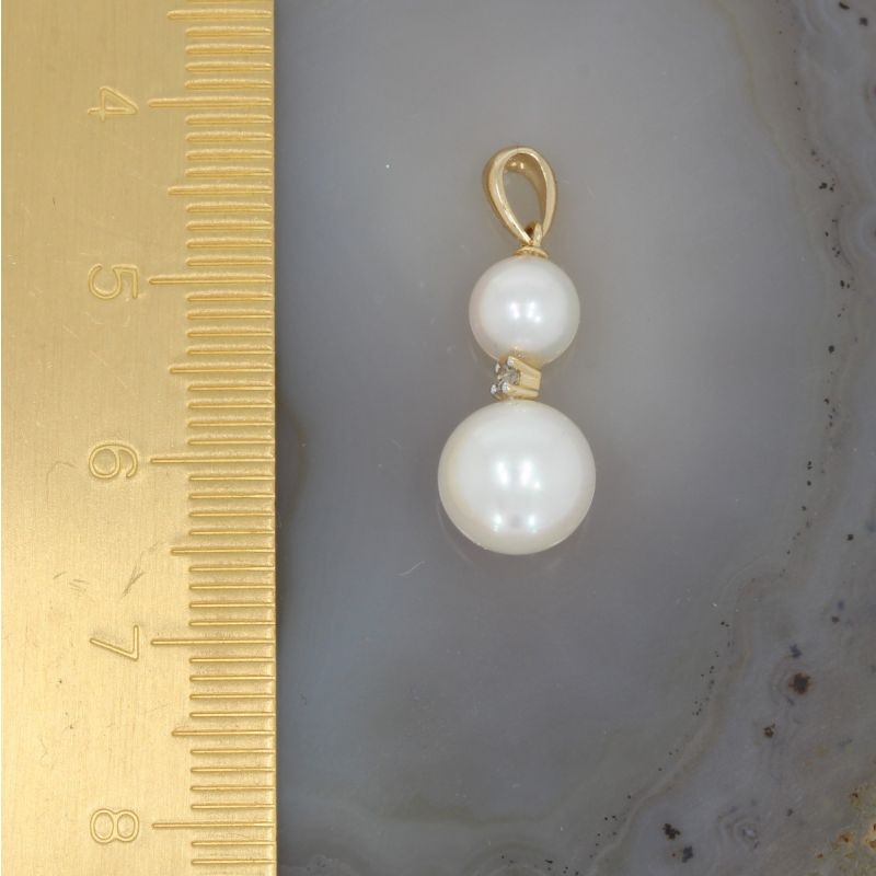 Wert 350 € Brillant Perl Anhänger in 585er 14 K Gelbgold - H110