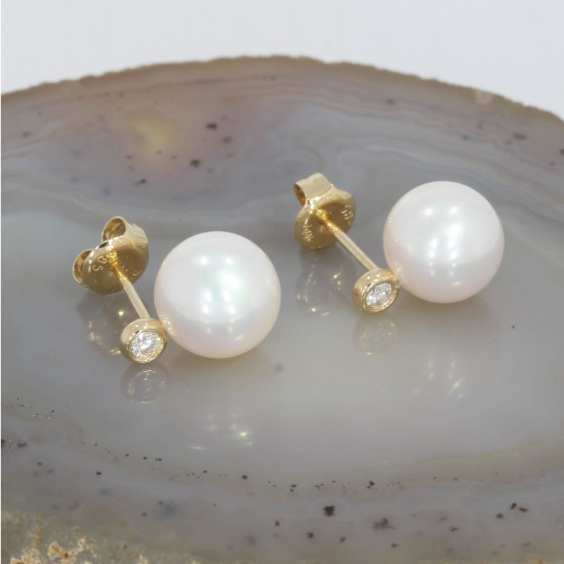 Wert 790 € Brillant Perl Ohrringe in 585er 14 K Gelbgold - H153