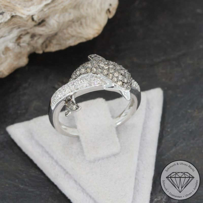 Wert 1999 € Brillant Ring Delfin (0,40 carat) in 585er 14 K Weißgold - 81621