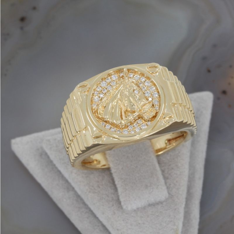 Wert 3390 € Brillant Ring Pferd (0,11 carat) in 585er 14 K Gelbgold - 81930