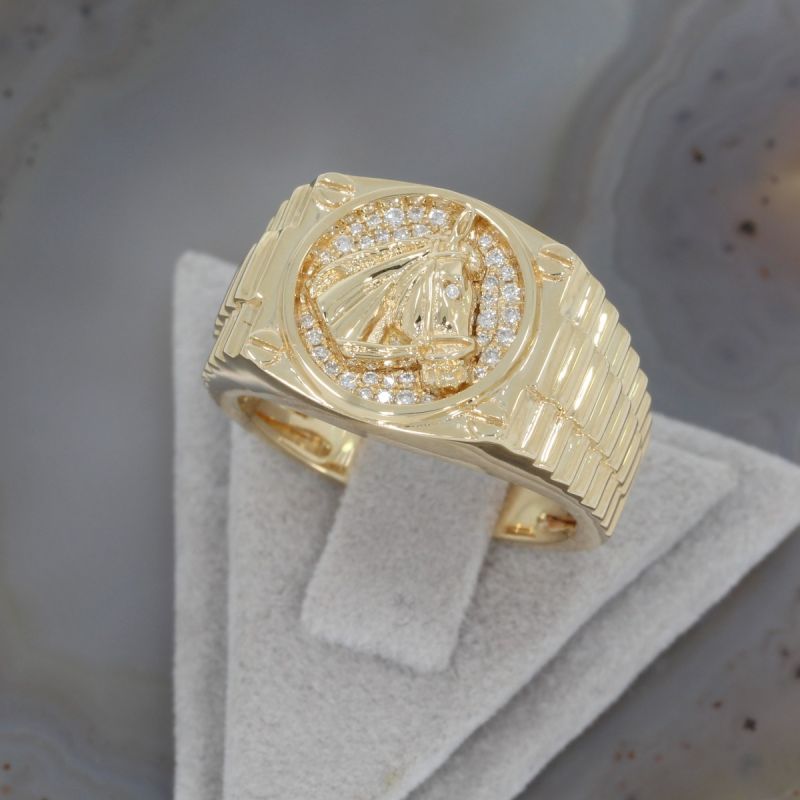 Wert 3390 € Brillant Ring Pferd (0,11 carat) in 585er 14 K Gelbgold - 81930