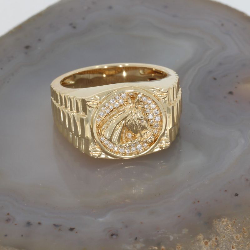 Wert 3390 € Brillant Ring Pferd (0,11 carat) in 585er 14 K Gelbgold - 81930