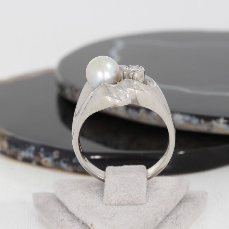 Wert 2500 € Brillant Perl Ring in 585er 14 K Weißgold - 82280