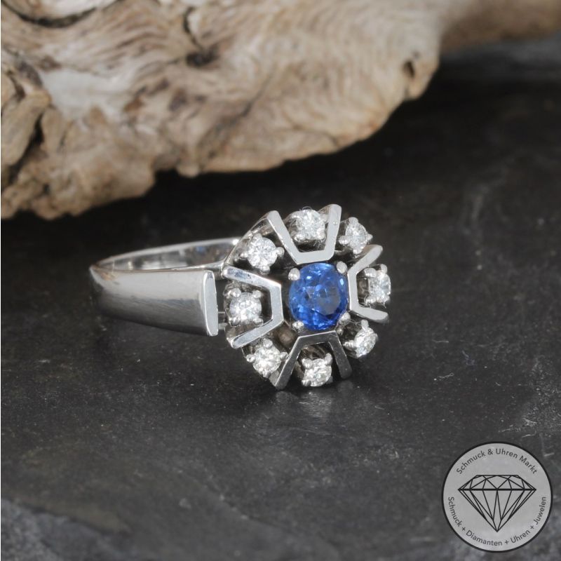 Wert 2190 € Brillant Saphir Ring in 585er 14 K Weißgold - 82284