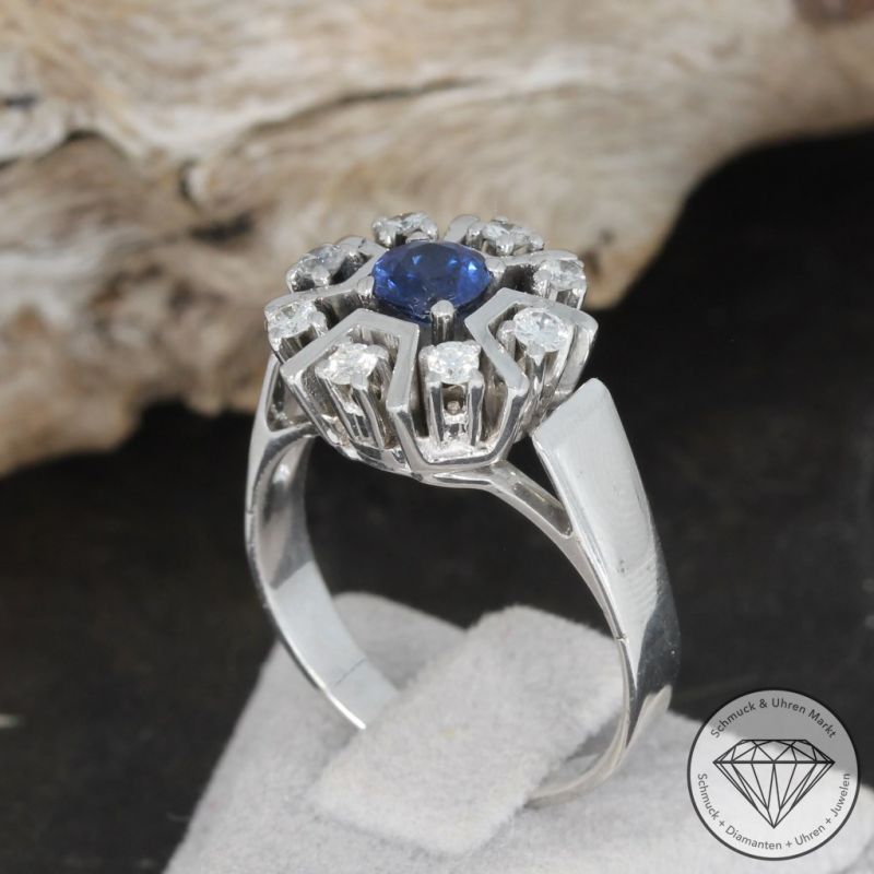 Wert 2190 € Brillant Saphir Ring in 585er 14 K Weißgold - 82284