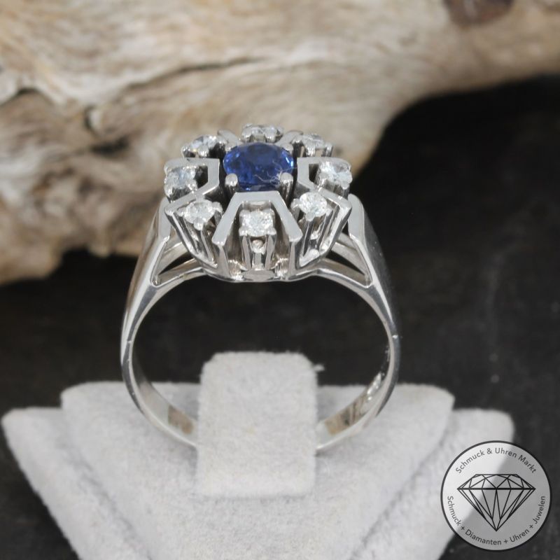 Wert 2190 € Brillant Saphir Ring in 585er 14 K Weißgold - 82284