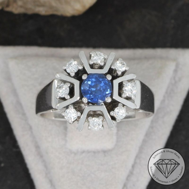 Wert 2190 € Brillant Saphir Ring in 585er 14 K Weißgold - 82284