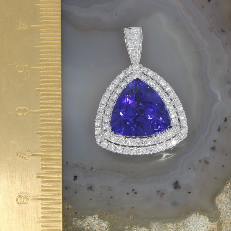 Wert 18350 € Brillant Tansanit Anhänger in 585er 14 K Weißgold - H187
