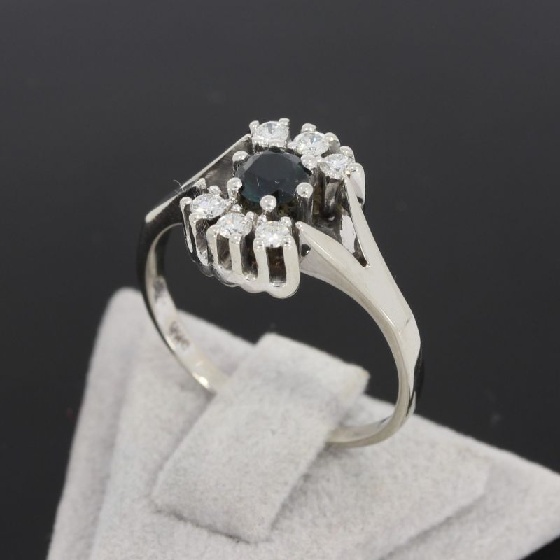 Wert 1390 € Brillant Saphir Ring in 585er 14 K Weißgold - K82688