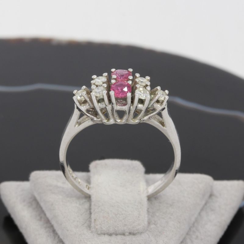 Wert 590 € Diamant Rubin Ring in 585er 14 K Weißgold - 82890