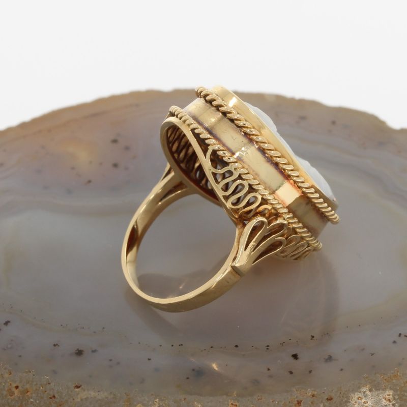 Wert 1200 € Achat Gemme Ring Frauenkopf 585er/14 Karat Gelb Gold Größe 54 – 83270