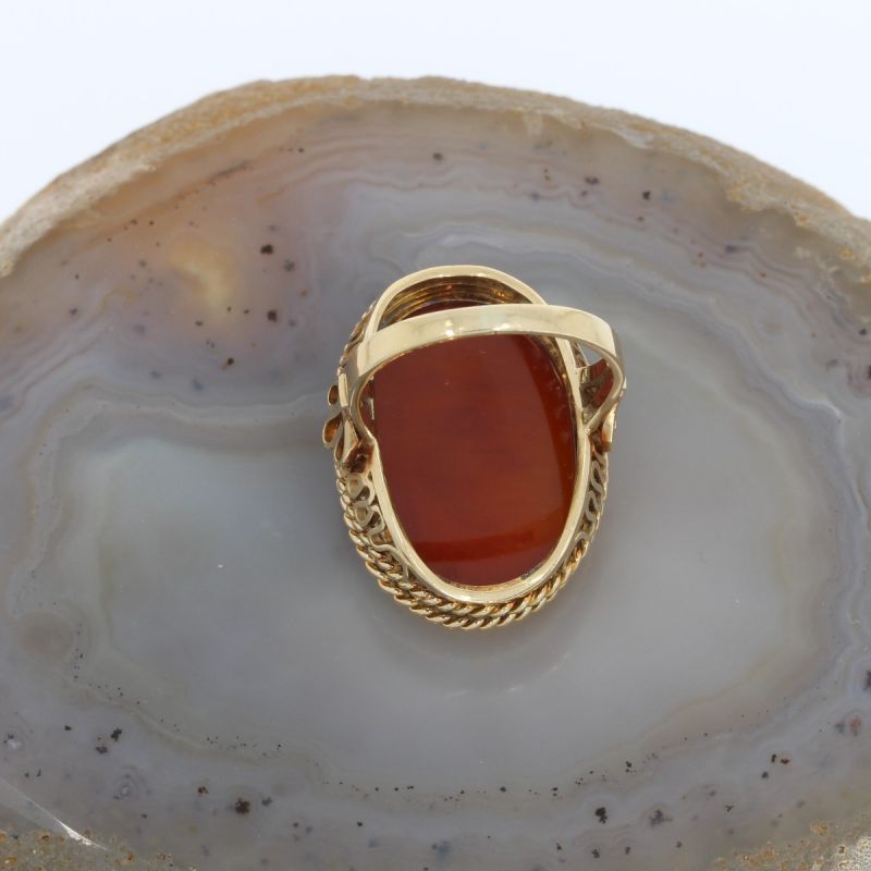 Wert 1200 € Achat Gemme Ring Frauenkopf 585er/14 Karat Gelb Gold Größe 54 – 83270