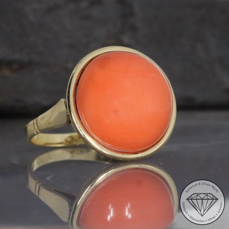 Wert 990 € Korallen Ring in 585er 14 K Gelbgold - 83286