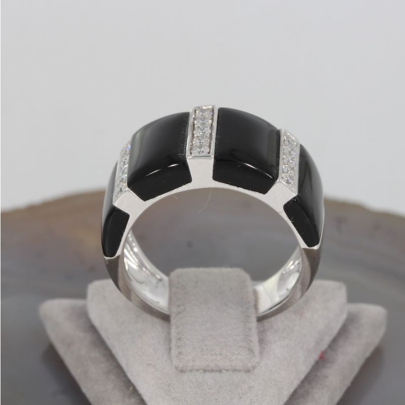 Wert 2490 € Brillant Onyx Ring in 585er 14 K Weißgold - H242