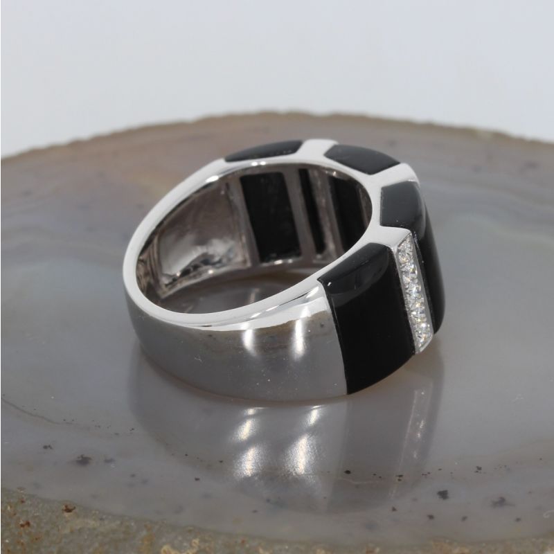 Wert 2490 € Brillant Onyx Ring in 585er 14 K Weißgold - H242