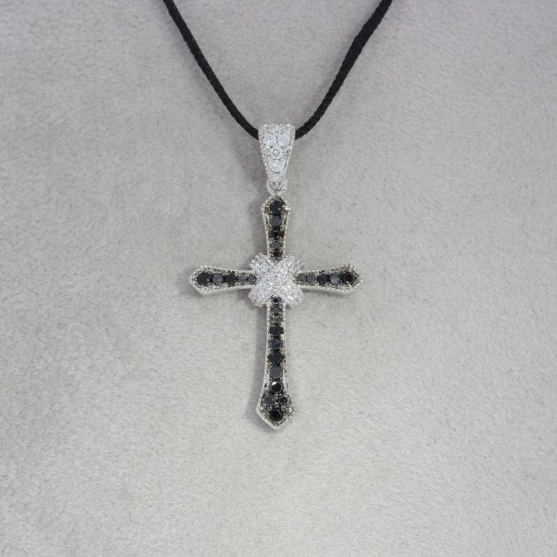 Wert 1590 € Brillant Diamant Kreuz Anhänger in 585er 14 K Weißgold - H257
