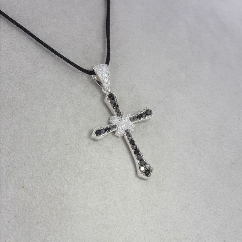 Wert 1590 € Brillant Diamant Kreuz Anhänger in 585er 14 K Weißgold - H257
