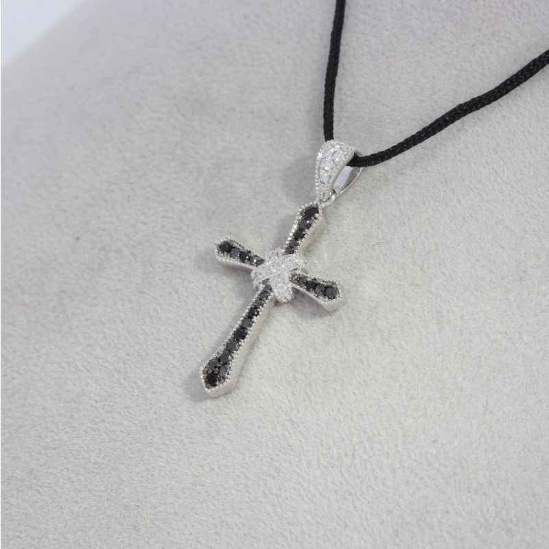 Wert 1590 € Brillant Diamant Kreuz Anhänger in 585er 14 K Weißgold - H257