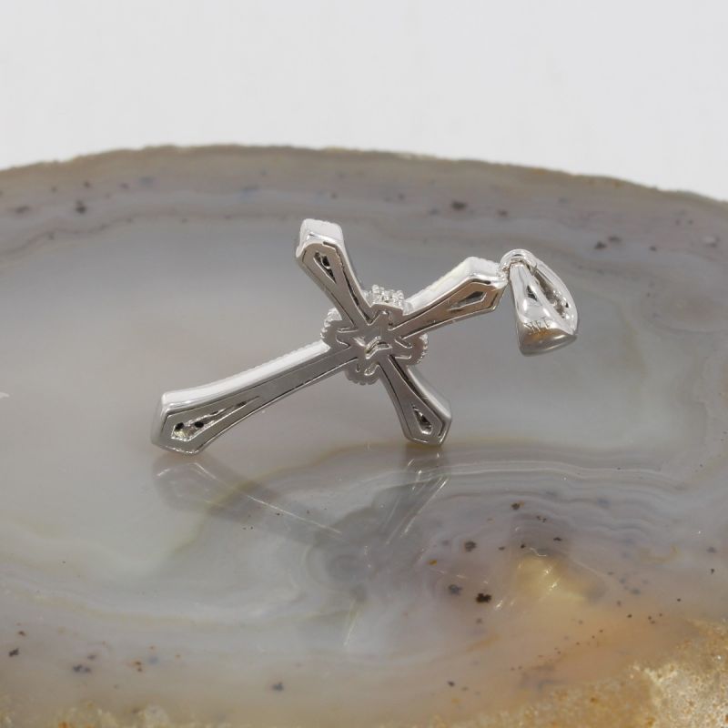 Wert 1590 € Brillant Diamant Kreuz Anhänger in 585er 14 K Weißgold - H257