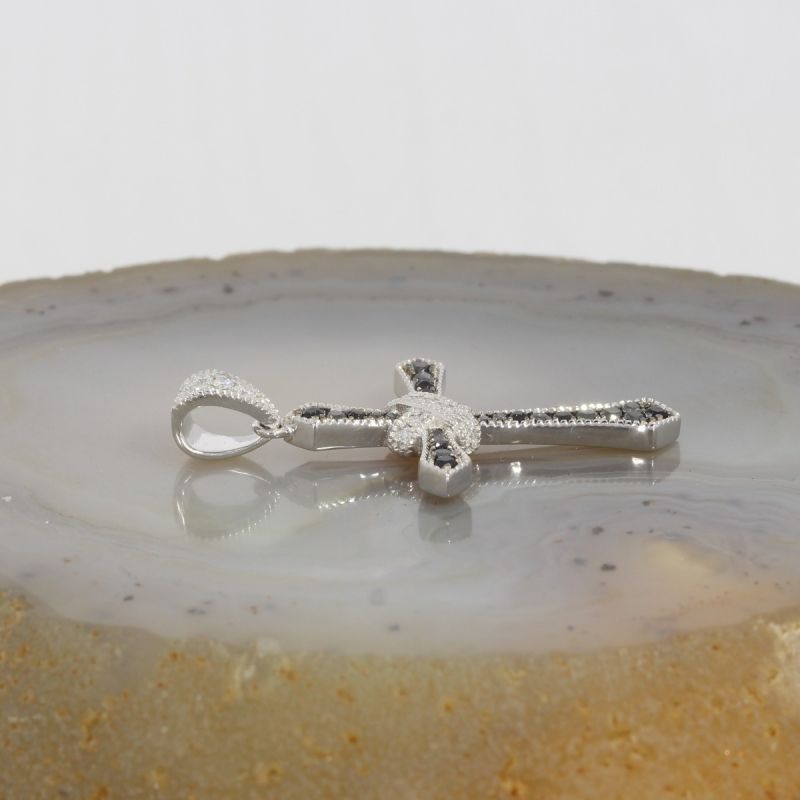 Wert 1590 € Brillant Diamant Kreuz Anhänger in 585er 14 K Weißgold - H257
