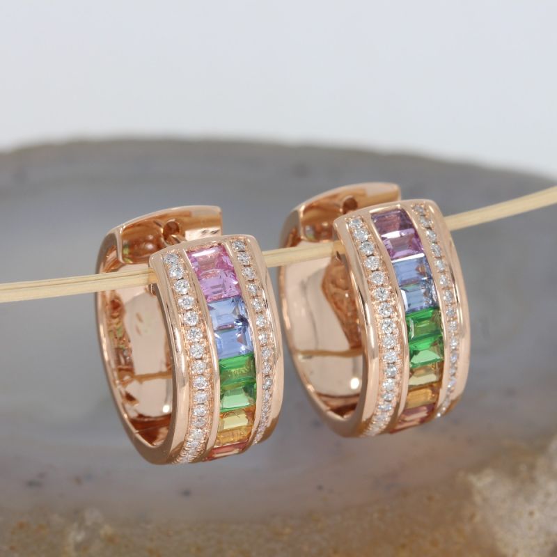 Wert 5990 € Brillant Saphir Creolen in 750er 18 K Rosegold - H227
