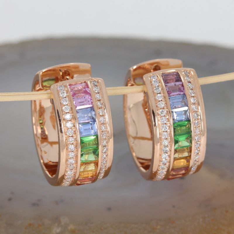 Wert 5990 € Brillant Saphir Creolen in 750er 18 K Rosegold - H227