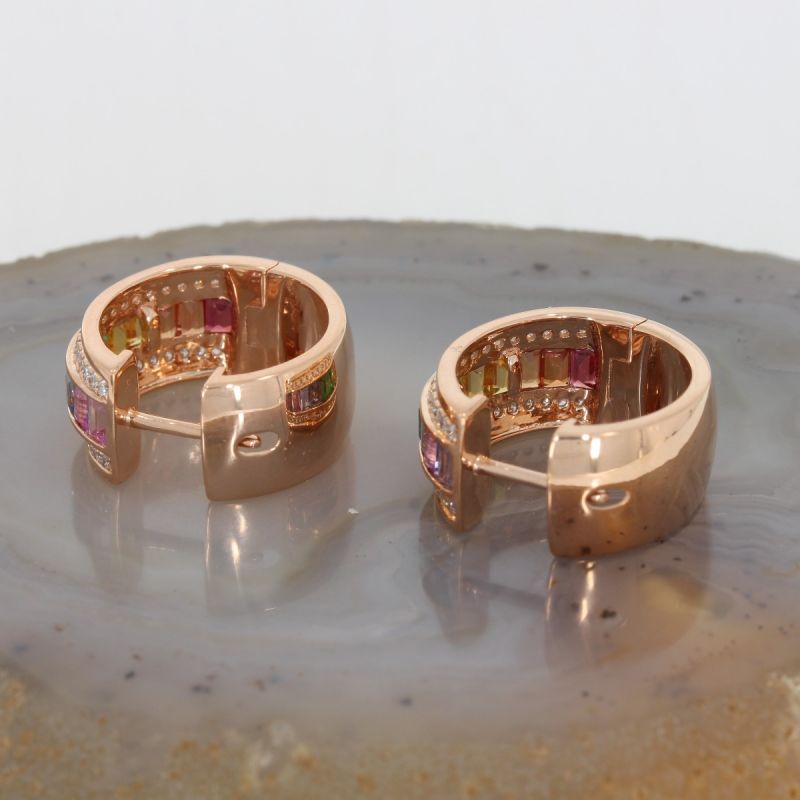 Wert 5990 € Brillant Saphir Creolen in 750er 18 K Rosegold - H227