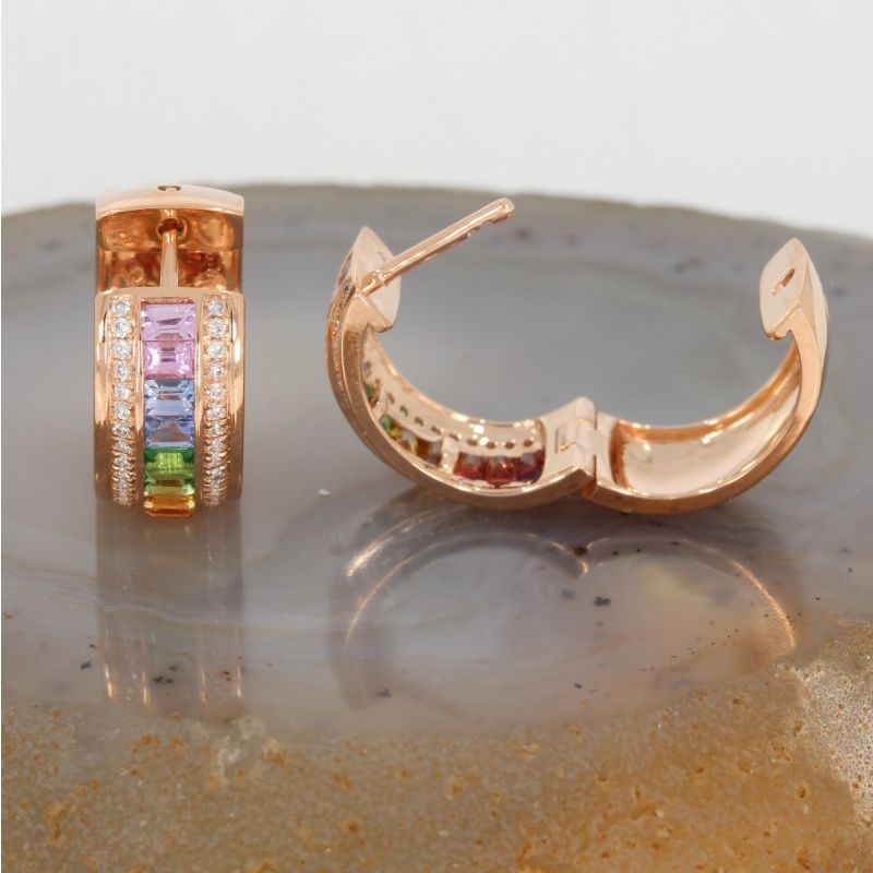 Wert 5990 € Brillant Saphir Creolen in 750er 18 K Rosegold - H227