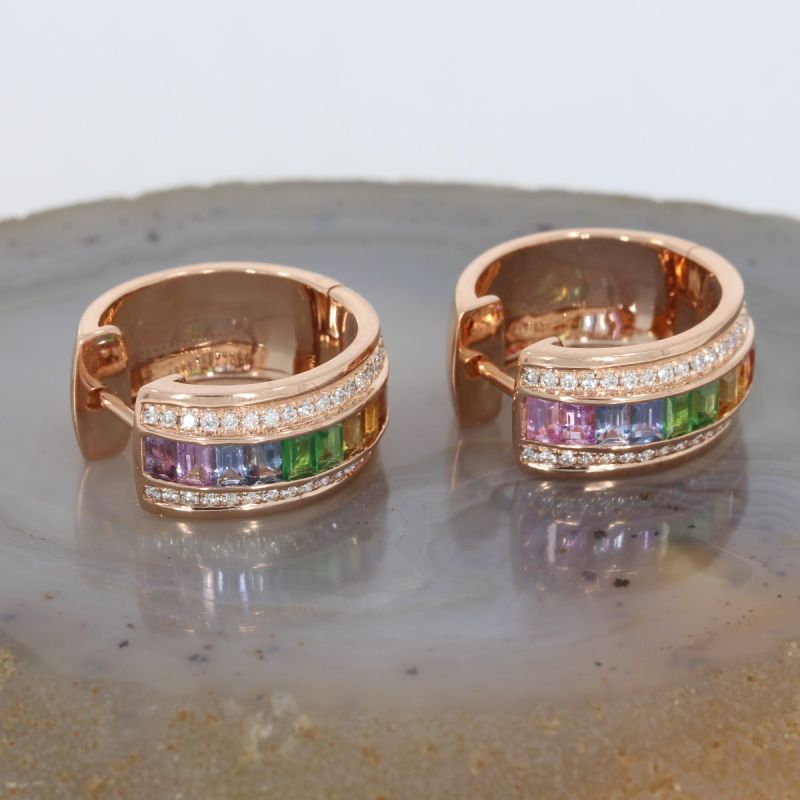 Wert 5990 € Brillant Saphir Creolen in 750er 18 K Rosegold - H227