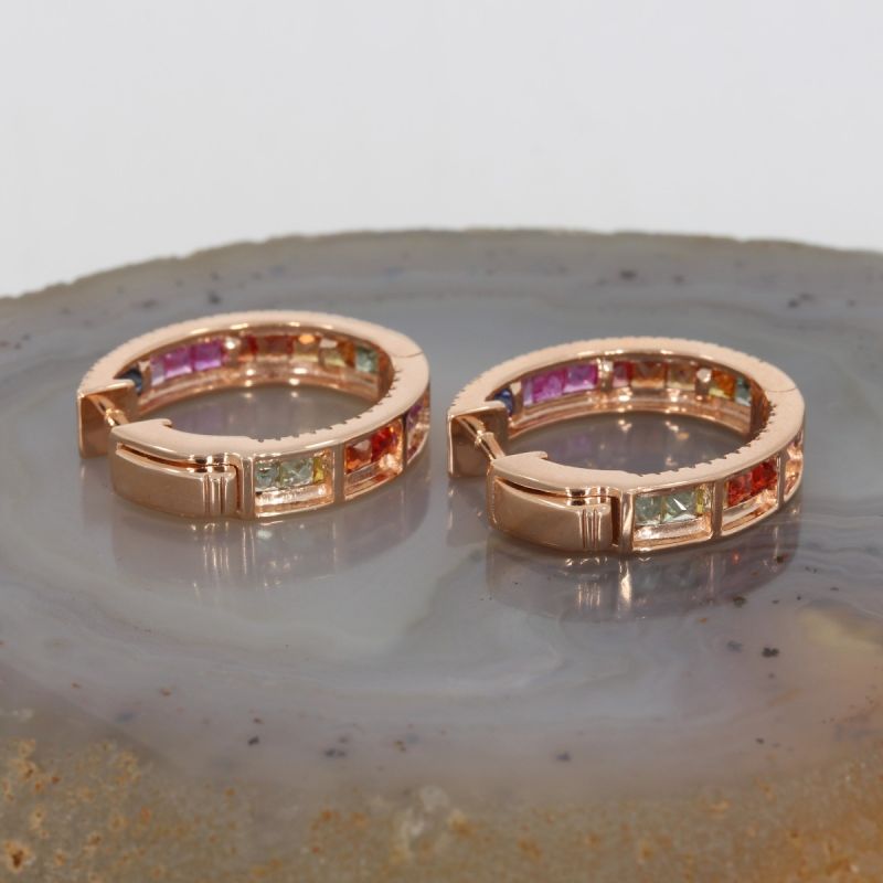 Wert 4290 € Brillant Saphir Creolen in 585er 14 K Roségold - H1306